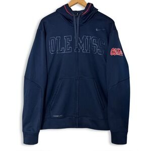 Nike Ole Miss Thermafit Jacket Fleece Lined Performance Hoodie Blue